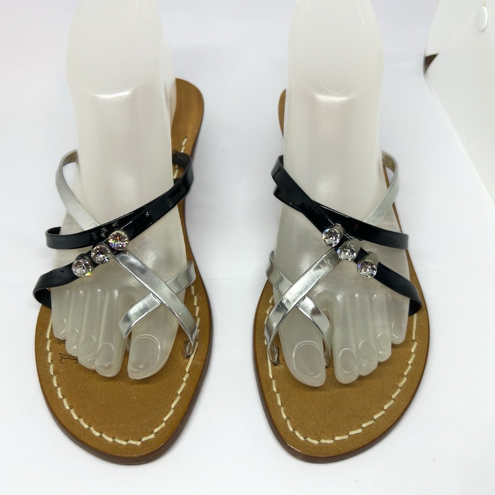 Capritouch Tailor Made Black Silver Gems Strappy leather sole Sandals Womens 38